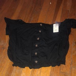 Black of the shoulder crop top